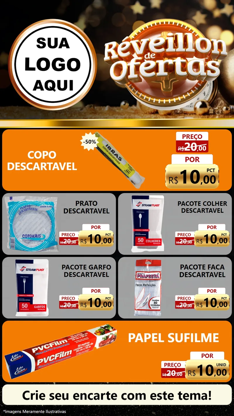 Modelo de TV para TV Vertical com o tema Réveillon de Ofertas para Embalagens