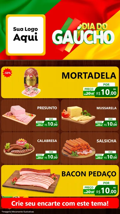 Modelo de TV para TV Vertical com o tema Dia do Gaúcho para Frios e Laticínios