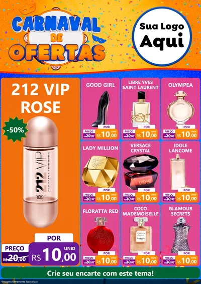 Modelo de Encarte para Encarte A4 Vertical com o tema Carnaval de Ofertas para Perfumes
