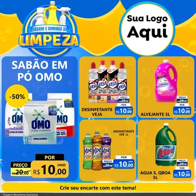 Modelo de Rede Social para Feed Facebook com o tema Sábado e Domingo da Limpeza para Produtos de Limpeza