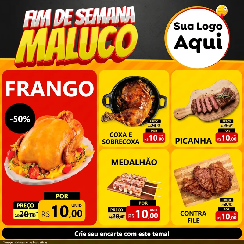 Modelo de Rede Social para Feed Facebook com o tema Final de Semana Maluco para Assados