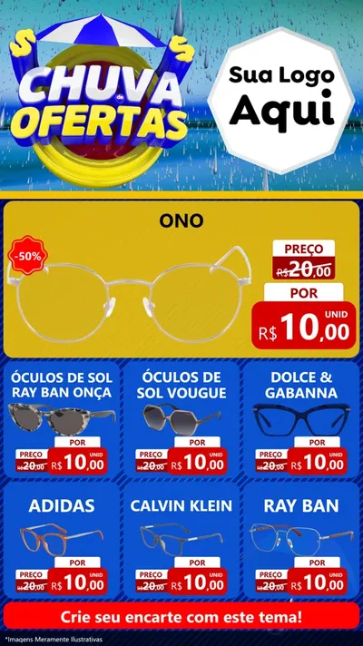 Modelo de Rede Social para Stories com o tema Chuva de Ofertas para Óticas