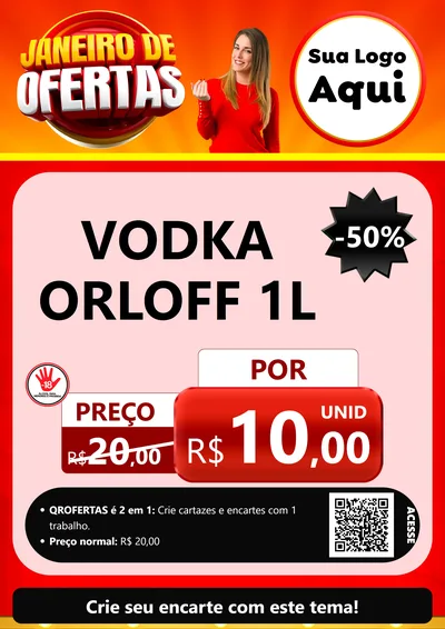 Modelo de Cartaz para Cartaz A4 Vertical com o tema Janeiro de Ofertas para Distribuidora de bebidas