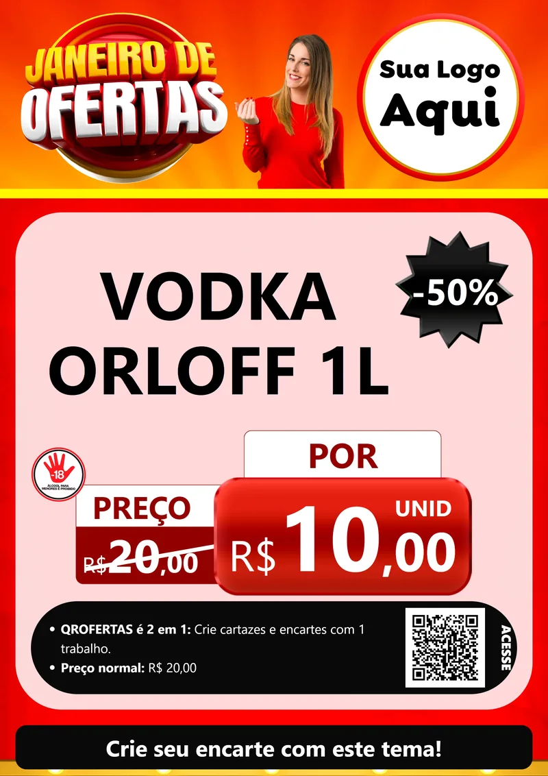 Modelo de Cartaz para Cartaz A4 Vertical com o tema Janeiro de Ofertas para Distribuidora de bebidas