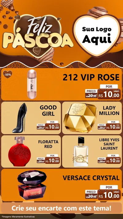 Modelo de TV para TV Vertical com o tema Feliz Páscoa para Perfumes