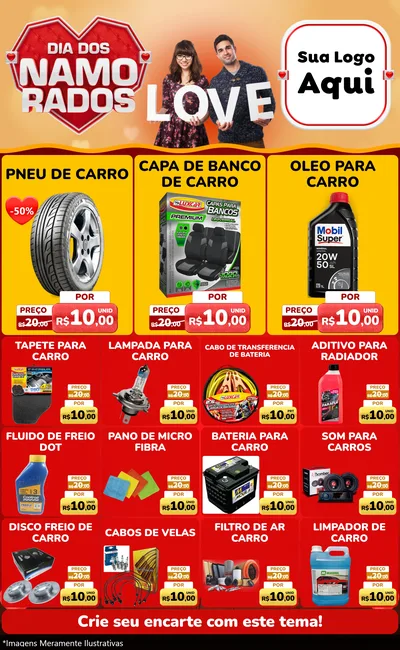 Modelo de Encarte para Encarte Grande com o tema Dia dos Namorados para Auto peças