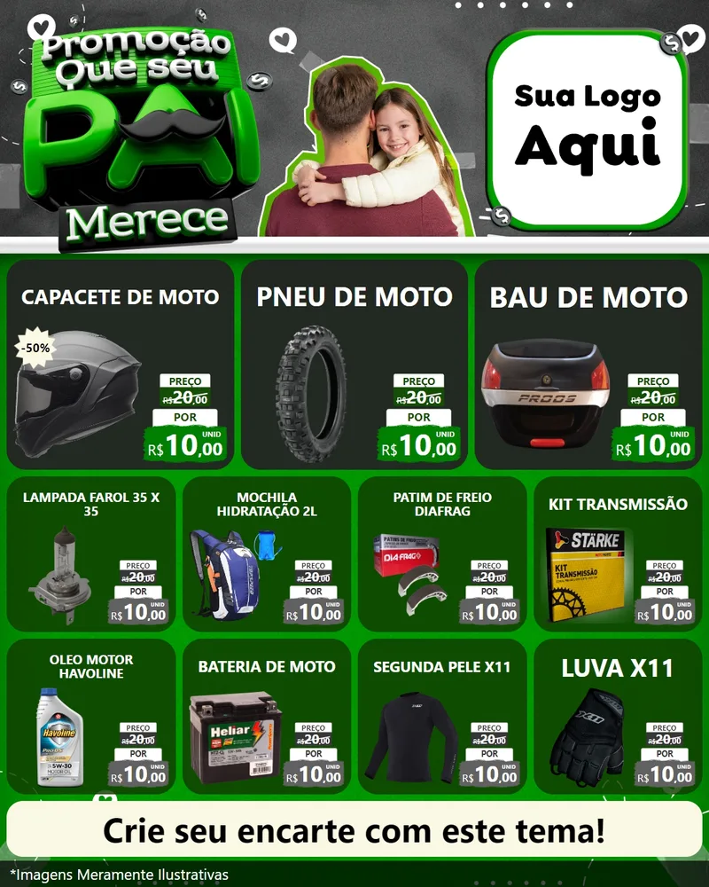 Modelo de Rede Social para Feed Instagram com o tema Promoção Que seu Pai Merece para Moto peças