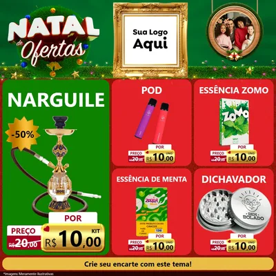 Modelo de Rede Social para Feed Facebook com o tema Natal de Ofertas para Tabacaria