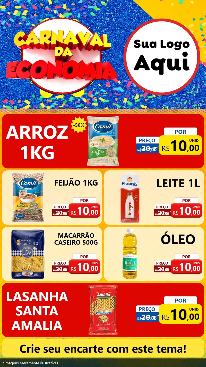 Modelo de TV para TV Vertical com o tema Carnaval da Economia para Supermercado