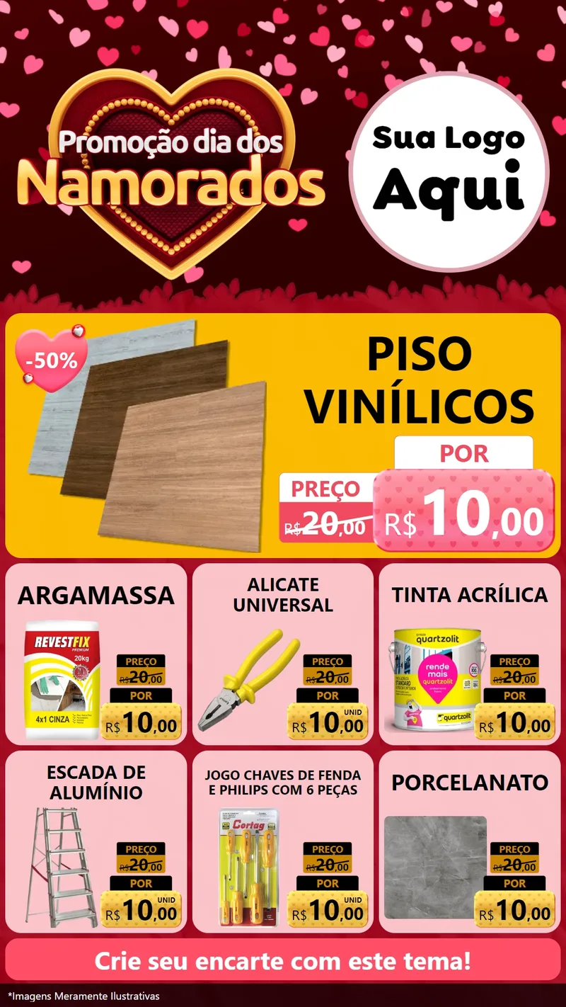 Modelo de Rede Social para Stories com o tema Promoção Dia Dos Namorados para Material para Construção