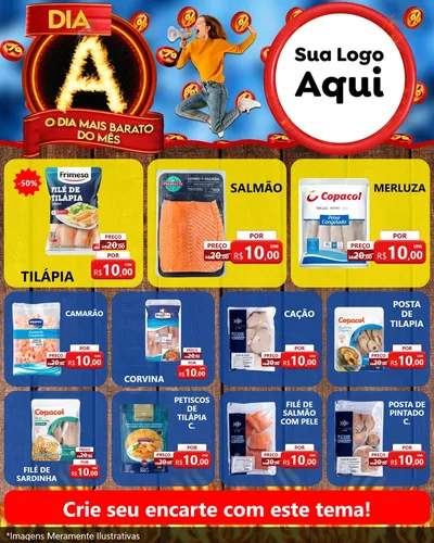 Modelo de Rede Social para Feed Instagram com o tema Dia A - O Dia Mais Barato Do Mês para Peixaria
