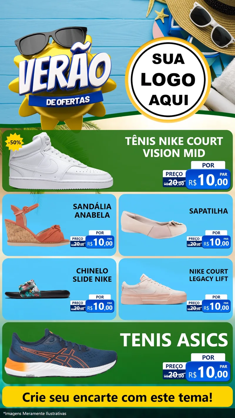 Modelo de TV para TV Vertical com o tema Verão de Ofertas para Calçados