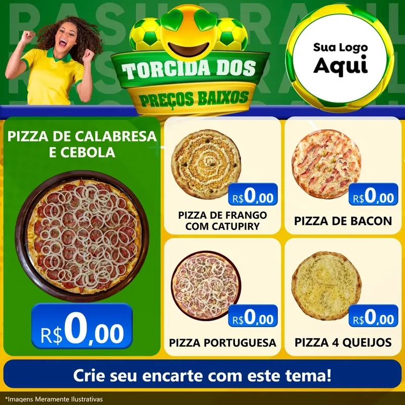 Modelo de Rede Social para Feed Facebook com o tema Torcida dos Preços Baixos - Copa para Pizzaria