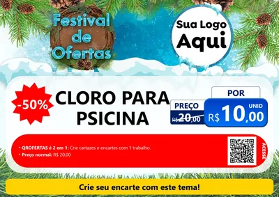 Modelo de Cartaz para Cartaz A4 Horizontal com o tema Festival de Ofertas - Inverno para Produtos para Piscina