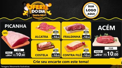 Modelo de TV para TV Horizontal com o tema Oferta do Dia - Quarta Feira! para Açougue