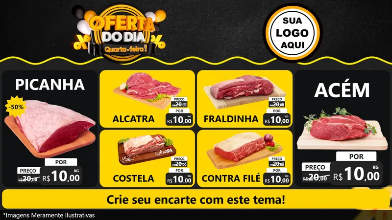 Modelo de TV para TV Horizontal com o tema Oferta do Dia - Quarta Feira! para Açougue