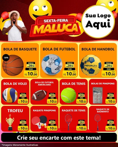 Modelo de Rede Social para Feed Instagram com o tema Sexta-feira Maluca para Artigos Esportivos