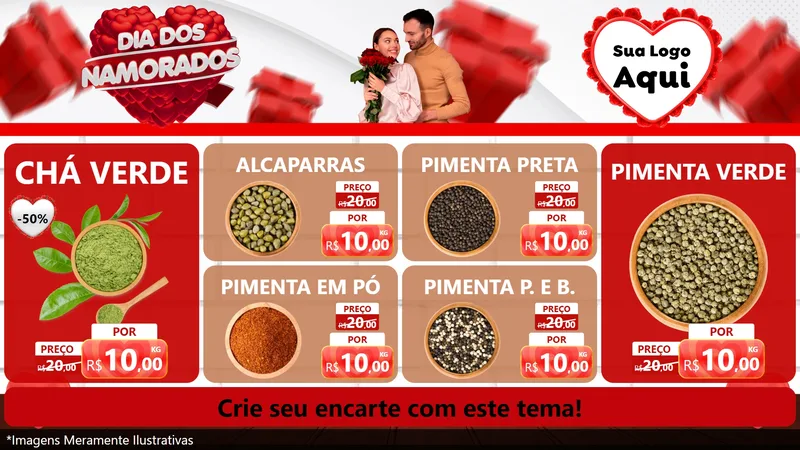 Modelo de TV para TV Horizontal com o tema Dia dos Namorados para Produtos Naturais