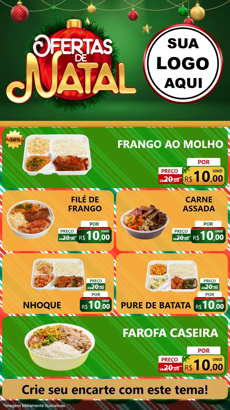 Modelo de TV para TV Vertical com o tema Ofertas de Natal para Restaurante
