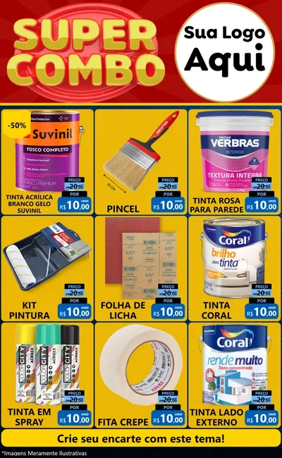 Modelo de Encarte para Encarte Grande com o tema Super Combo para Tintas e Ferramentas
