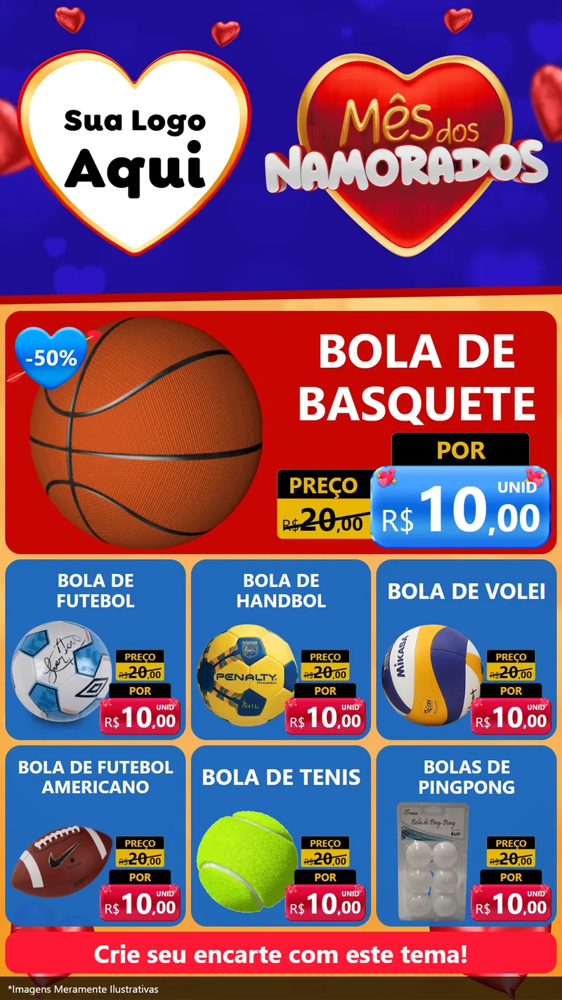 Modelo de Rede Social para Stories com o tema Mês dos Namorados para Artigos Esportivos