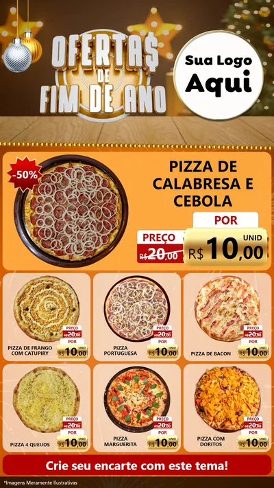Modelo de Rede Social para Stories com o tema Ofertas de Fim de Ano para Pizzaria