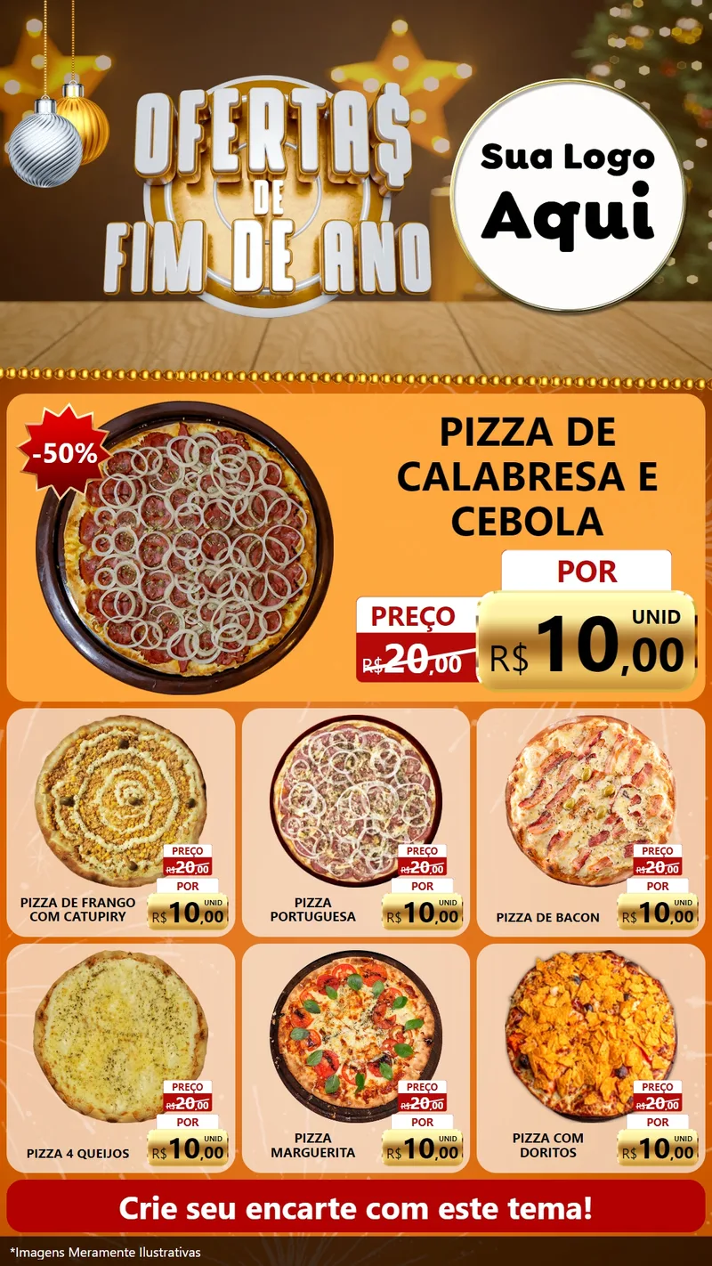 Modelo de Rede Social para Stories com o tema Ofertas de Fim de Ano para Pizzaria