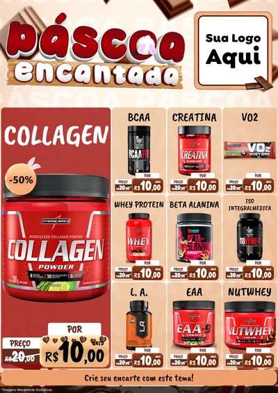 Modelo de Encarte para Encarte A4 Vertical com o tema Páscoa Encantada para Suplementos alimentares
