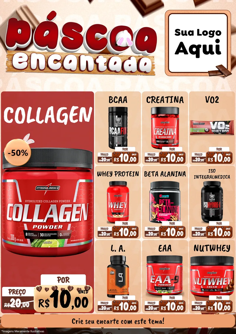Modelo de Encarte para Encarte A4 Vertical com o tema Páscoa Encantada para Suplementos alimentares