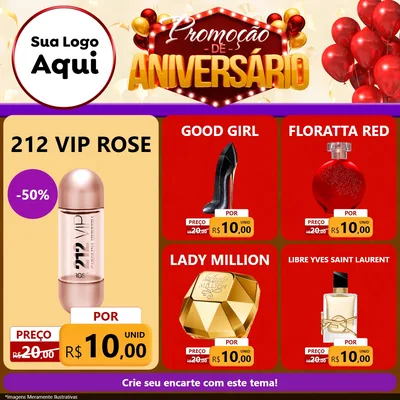 Modelo de Rede Social para Feed Facebook com o tema Promoção de Aniversário para Perfumes