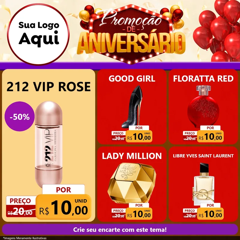 Modelo de Rede Social para Feed Facebook com o tema Promoção de Aniversário para Perfumes