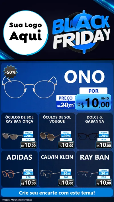 Modelo de Rede Social para Stories com o tema Black Friday para Óticas