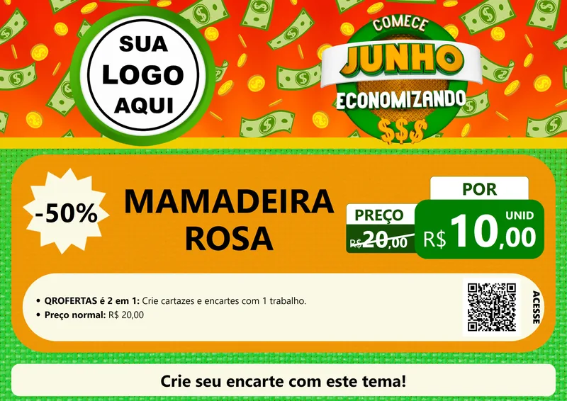 Modelo de Cartaz para Cartaz A4 Horizontal com o tema Comece Junho Economizando para Bebês