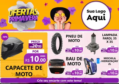 Modelo de Encarte para Encarte A4 Horizontal com o tema Ofertas Da Primavera para Moto peças