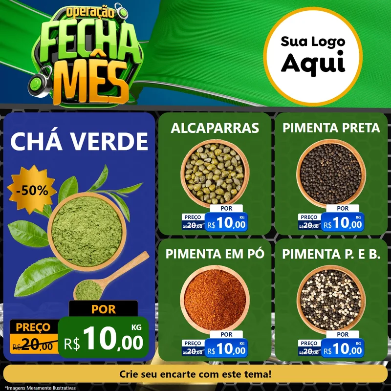 Modelo de Rede Social para Feed Facebook com o tema Operação Fecha Mês para Produtos Naturais
