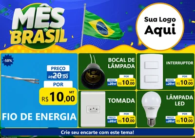 Modelo de Encarte para Encarte A4 Horizontal com o tema Mês do Brasil para Materiais Elétricos