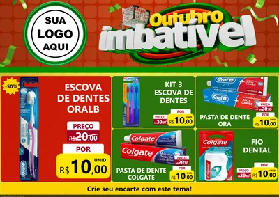Modelo de Encarte para Encarte A4 Horizontal com o tema Outubro Imbatível para Higiene Pessoal