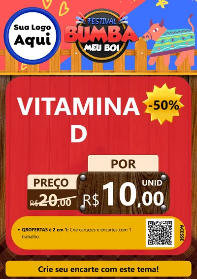 Modelo de Cartaz para Cartaz A4 Vertical com o tema Festival Bumba Meu Boi para Farmácia