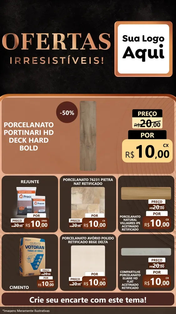 Modelo de Rede Social para Stories com o tema Ofertas Irresistíveis! para Pisos e revestimentos