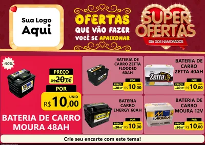 Modelo de Encarte para Encarte A4 Horizontal com o tema Dia dos Namorados para Baterias Elétricas