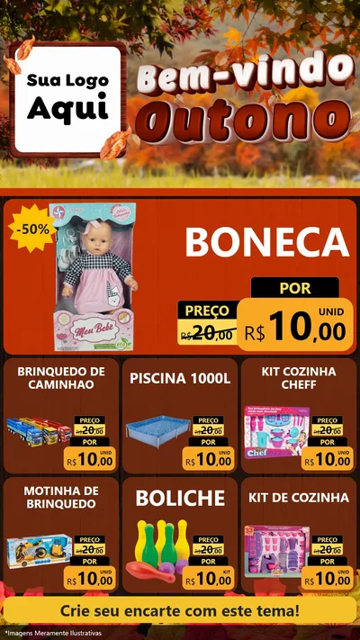 Modelo de Rede Social para Stories com o tema Bem-vindo Outono para Brinquedos