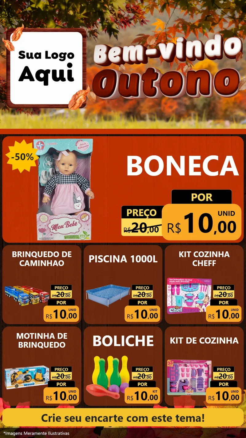 Modelo de Rede Social para Stories com o tema Bem-vindo Outono para Brinquedos