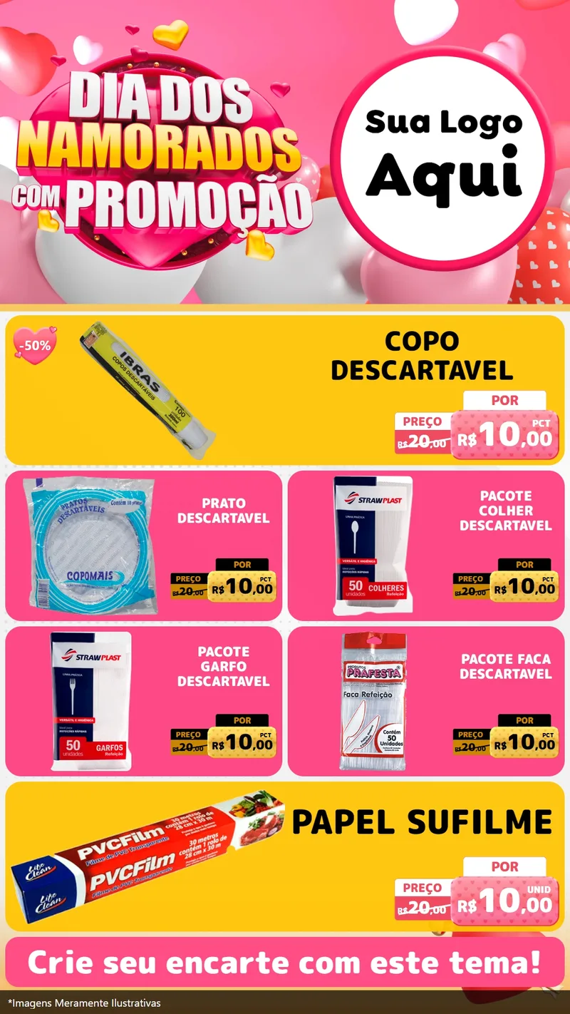 Modelo de TV para TV Vertical com o tema Dia dos Namorados com Promoção para Embalagens