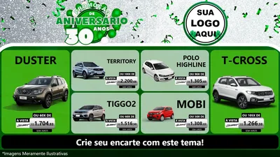 Modelo de TV para TV Horizontal com o tema Promoção de Aniversário - 30 Anos para Concessionaria de Carros