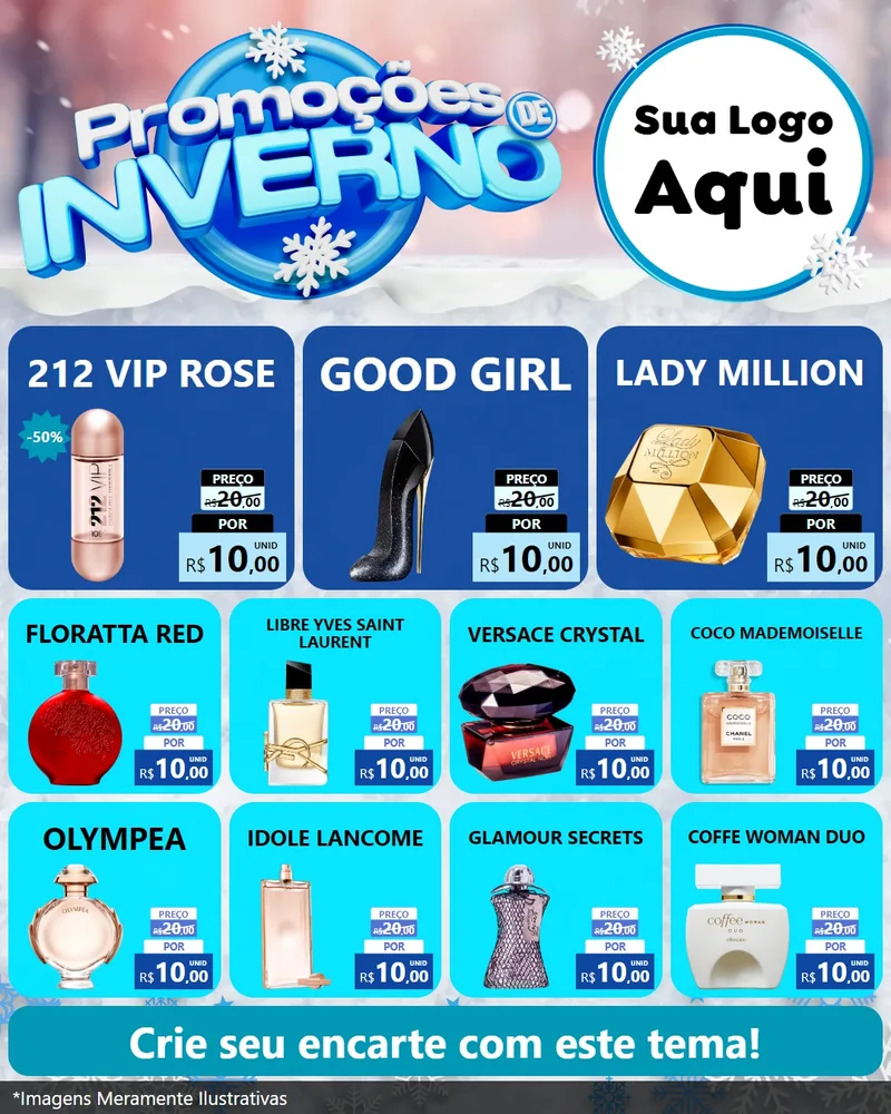 Modelo de Rede Social para Feed Instagram com o tema Promoções de Inverno para Perfumes