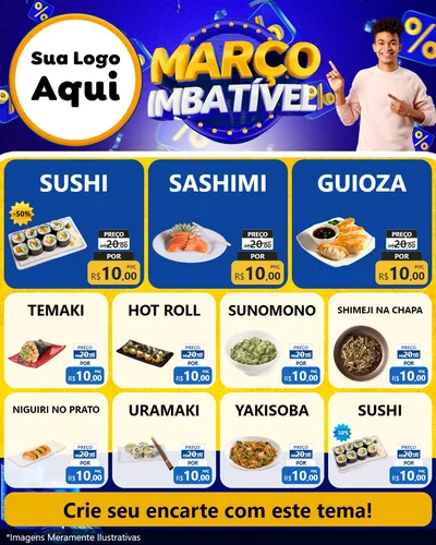 Modelo de Rede Social para Feed Instagram com o tema Março Imbatível para Comida japonesa