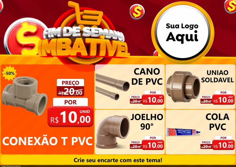 Modelo de Encarte para Encarte A4 Horizontal com o tema Fim de Semana Imbatível para Tubos e conexões