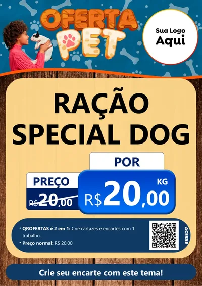 Modelo de Cartaz para Cartaz A4 Vertical com o tema Oferta Pet para Pet Shop