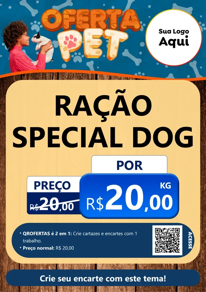 Modelo de Cartaz para Cartaz A4 Vertical com o tema Oferta Pet para Pet Shop