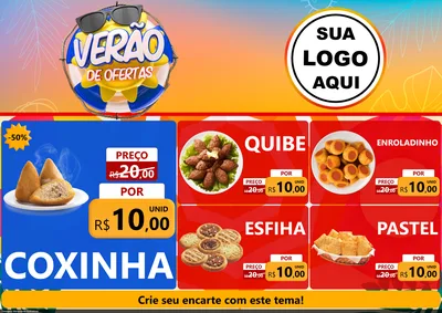 Modelo de Encarte para Encarte A4 Horizontal com o tema Verão de Ofertas para Salgadaria